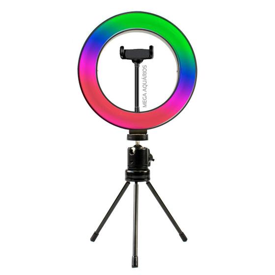 Imagem de Ring Light P Colorida 20Cm Tripé Mesa Suporte Cel Mj20