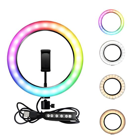 Imagem de Ring light profissional rgb 10 polegadas com suporte para celular - Oberon