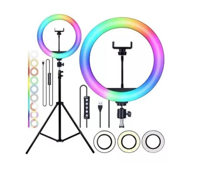 Imagem de Ring Light RGB com Tripé 2.1m Iluminador Colorido