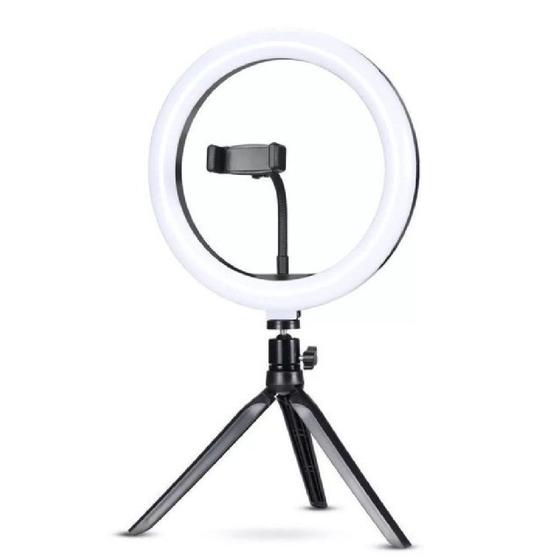 Imagem de Ring Light Selfie Anel com Mini Tripe Led 10 Polegadas Profissional Mesa Youtuber Make