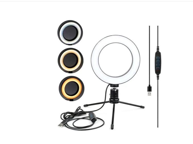 Imagem de Ring light tripe mesa iluminador de luz de led live selfie make