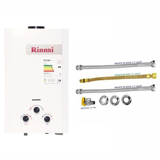 Imagem de Rinnai 11 Litros M110 Cfh Glp Mecânico + Kit Ligação De 40Cm