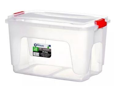 Rischioto caixa organizadora 50L com tampa transparente Menor preço em Rischioto caixa organizadora 50L com tampa transparente