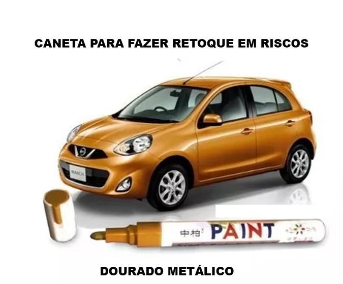 Imagem de Riscos na pintura do seu carro ou moto caneta para retoque dourada metalica