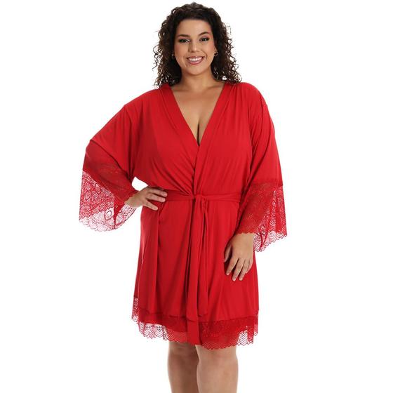 Imagem de Robe Plus Size Confortável em Microfibra Moda de Baixo - DRP301