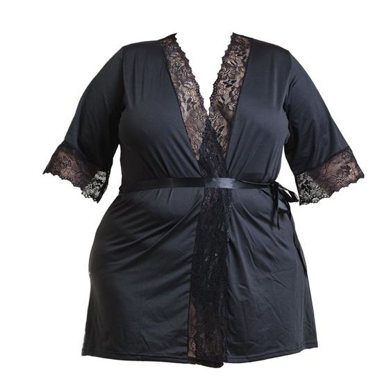 Imagem de Robe Plus Size Hoby Hobe Tamanho Grande Renda Luxo