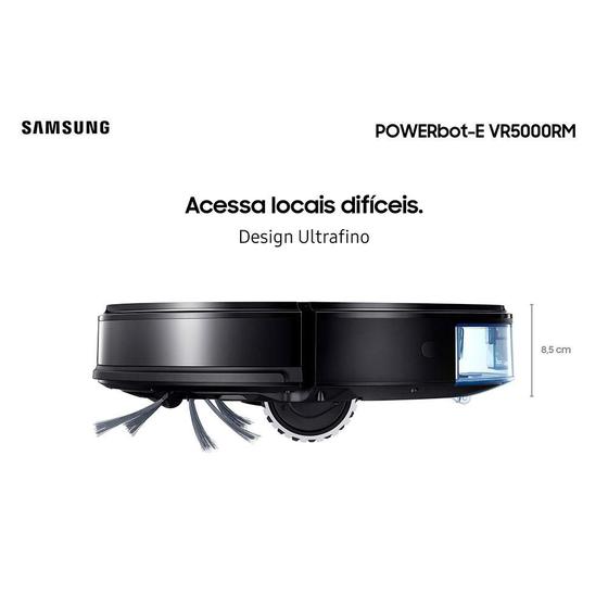 Samsung Robô Aspirador 2 em 1 Preto VR5000RM (VR05R5050WK/AZ) — Aspira e Passa Pano, Wi-Fi SmartThings