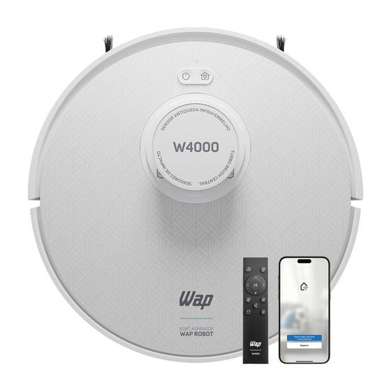 Robô Aspirador de Pó WAP Robot W4000 48W Com Base SelfCleaning Branco e Turquesa 110V Imagem de Robô Aspirador de Pó WAP Robot W4000 48W Com Base SelfCleaning Branco e Turquesa 110V