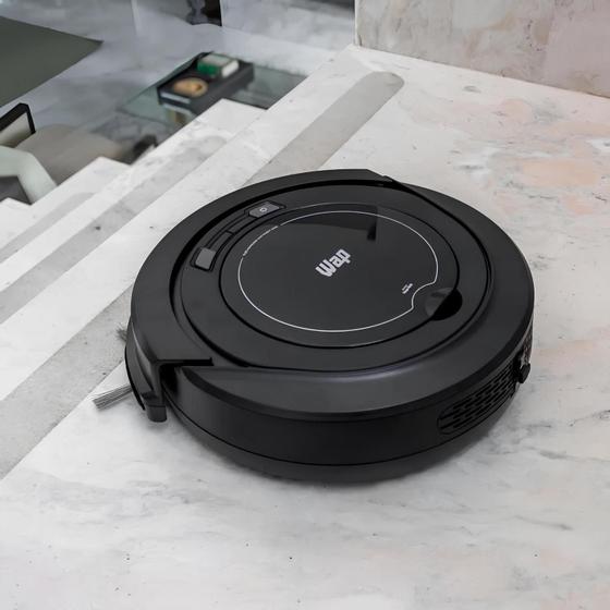 Robô Aspirador de pó WAP W90 Preto Bivolt Com Autonimia de até 1h40 com 3 modos de limpeza e Filtro lavável Imagem de Robô Aspirador de pó WAP W90 Preto Bivolt Com Autonimia de até 1h40 com 3 modos de limpeza e Filtro lavável