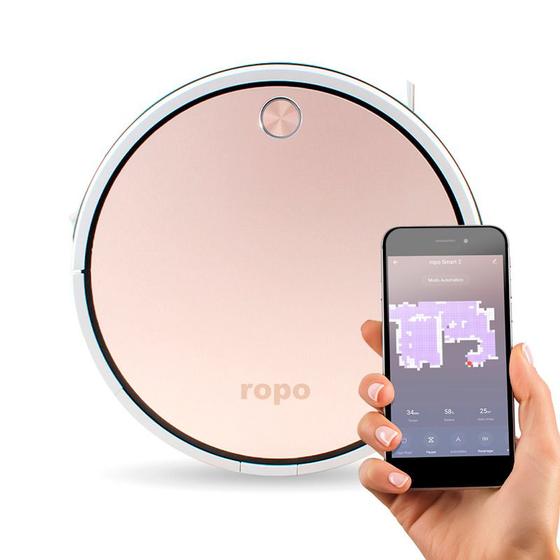 Imagem de Robô Aspirador Ropo Smart 2 Modo Turbo Mapeamento Limpeza Programavel Filtragem Tripla Varre Aspira Passa Pano