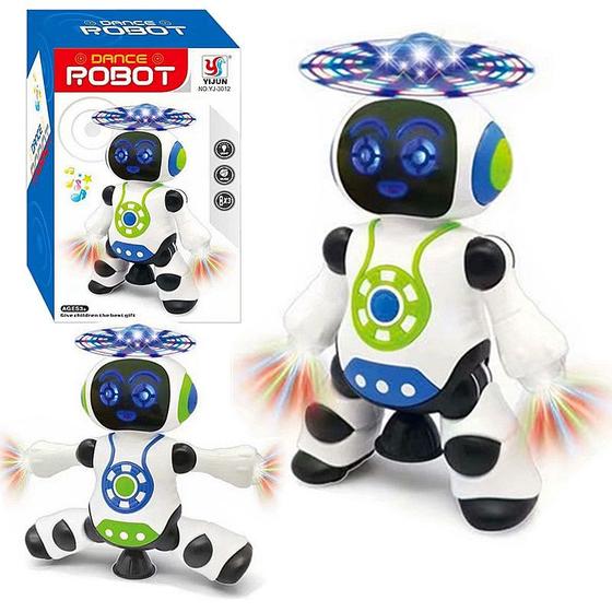 Imagem de Robô Musical Dançarino Gira 360 Com Helice Brinquedo Infantil Interativo Com Músicas e Luzes Led