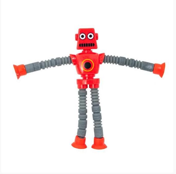 Imagem de Robo Pop It Tubo Luz Led Estica Puxa Gruda Boneco Brinquedo Infantil