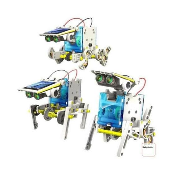 Imagem de Robo solar kit 13 em 1 brinquedo montar eduactivo profissional  placa energia barco cachorro trator 