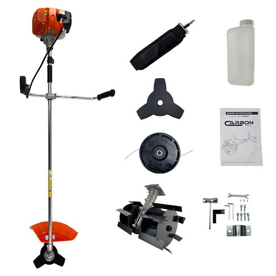 Roçadeira a Gasolina 52cc 2,5HP com Enxada Rotativa Profissional Multifuncional Carbon Fak Menor preço em Roçadeira a Gasolina 52cc 2,5HP com Enxada Rotativa Profissional Multifuncional Carbon Fak