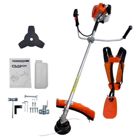 Roçadeira a Gasolina Lateral Profissional 52cc 2,5HP com Cinto Duplo Almofadado Carbon Fak Menor preço em Roçadeira a Gasolina Lateral Profissional 52cc 2,5HP com Cinto Duplo Almofadado Carbon Fak