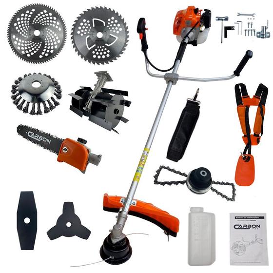 Roçadeira a Gasolina Multifuncional 2,5HP 52cc Profissional Completa Carbon Fak Menor preço em Roçadeira a Gasolina Multifuncional 2,5HP 52cc Profissional Completa Carbon Fak