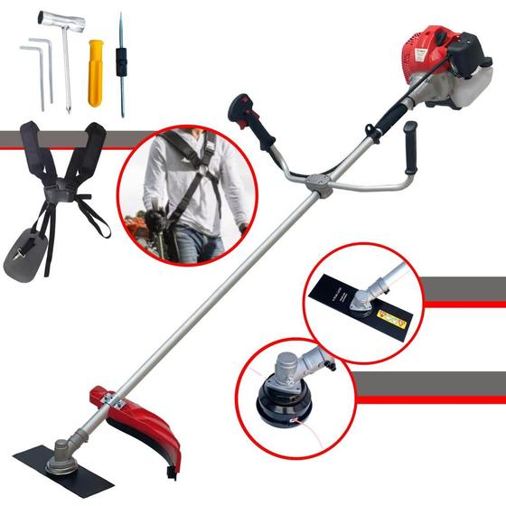 Imagem de Roçadeira Aparador de Grama À Gasolina Anmax CG430-P TB 43cc 2HP de Potência 9.000rpm Motor 2T Modelo Profissional Lateral de Alta Performance Com Lâmina 2 Pontas e Carretel de Nylon