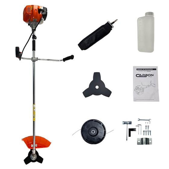 Roçadeira Gasolina Profissional 52cc 2,5HP Lâmina 3 Pontas e Carretel Nylon Carbon Fak Menor preço em Roçadeira Gasolina Profissional 52cc 2,5HP Lâmina 3 Pontas e Carretel Nylon Carbon Fak
