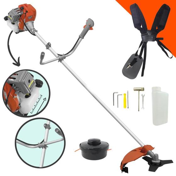 Imagem de Roçadeira Profissional Á Gasolina Tekna RL520AC-G2 2T 52cc 2HP de Potência Robusta e de Alta Performance Com Partida Leve e Fácil Modelo Completo Com Lâmina 3 Pontas e Cabeçote Nylon
