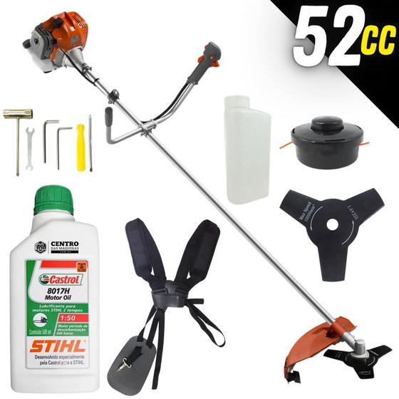 Imagem de Roçadeira Profissional Com ÓLEO STIHL RL520ACN-TK Tekna Á Gasolina Motor 2 Tempos 52 Cilindradas Alta Potência 2HP Alta Rotação 9000rpm Com Cabeçote Fio Nylon e Lâmina 3 Pontas