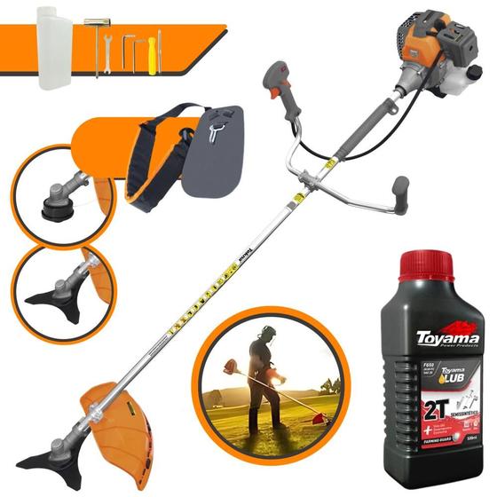 Imagem de Roçadeira Profissional RL520-P Plus Tekna Á Gasolina 52cc 2HP de Potência Robusta e de Alta Performance Com Partida Leve e Fácil Modelo Completo Com Lâmina 3 Pontas e Cabeçote Nylon + ÓLEO TOYAMA