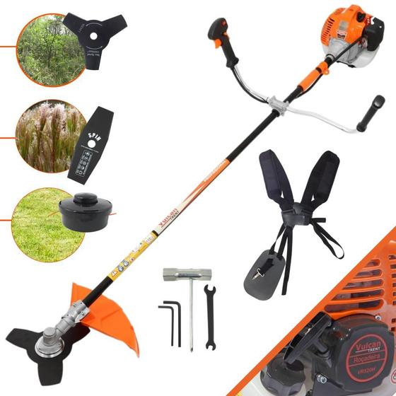 Imagem de Roçadeira Profissional Vulcan VR520H 2T 52CC Potente e Resistente + Faca de Duas Pontas Furo de 25mm