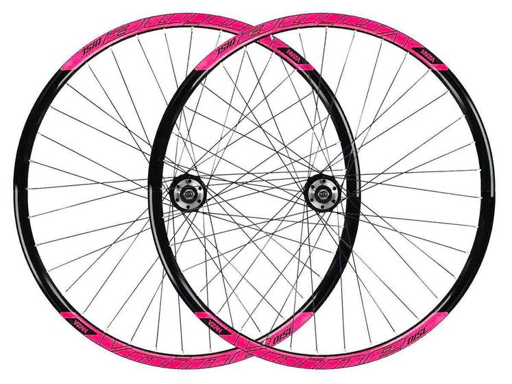 Imagem de Roda 29 vzan vnine 36f preto com rosa neon com cubos k7