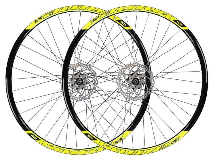 Imagem de Roda 29 vzan vnine 36f preto e amarelo com cubo k7 freio ad