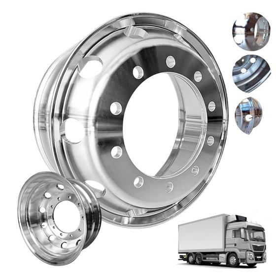 Imagem de Roda de Aluminio Sem Polimento P/Caminhão 22,5 x 8,25