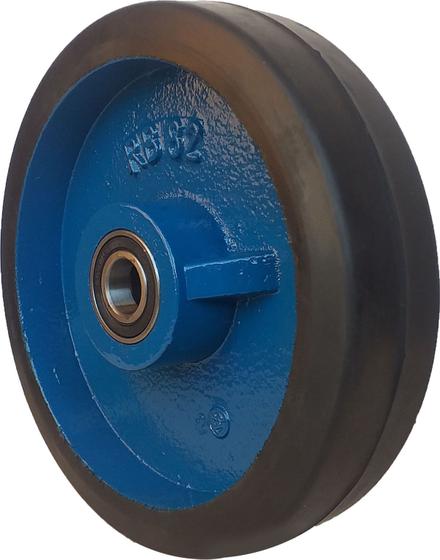 Imagem de Roda de Ferro Revestida em Borracha 8X2 Rolamento Furação 20mm - RB8X2E20
