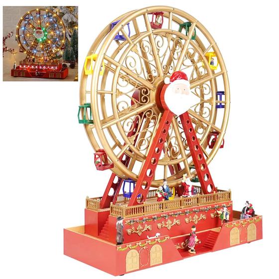 Imagem de Roda Gigante Natal Natalina Led Som Movimento Iluminaçao Luxo Cenario Musical Decoraçao Festa Mesa Casa Trabalho Enfeite Celebraçao