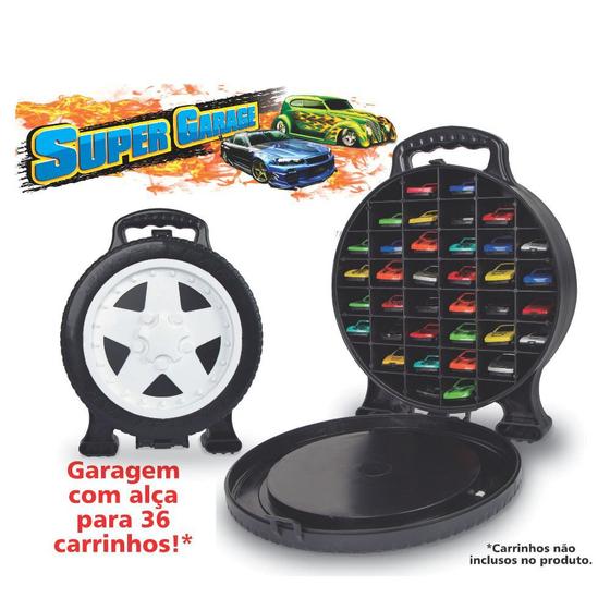Imagem de Roda Maleta Super Garage para 36 carrinhos brinquedo Estilo Hot Wheels - Lugo 