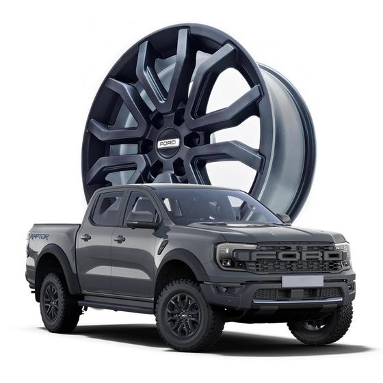 Imagem de Roda Picape Ford Ranger Raptor Aro 18 Modelo S50 Preta Black Piano