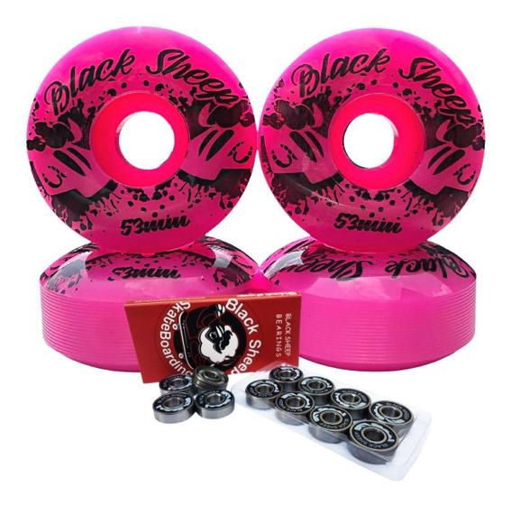 Imagem de Roda Rosa Skate E Rolamento De Precisao Black sheep 