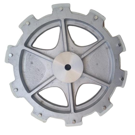 Imagem de Roda Tipo Castanha P/ Frigorifico Alumínio e Aço Inox 485mm