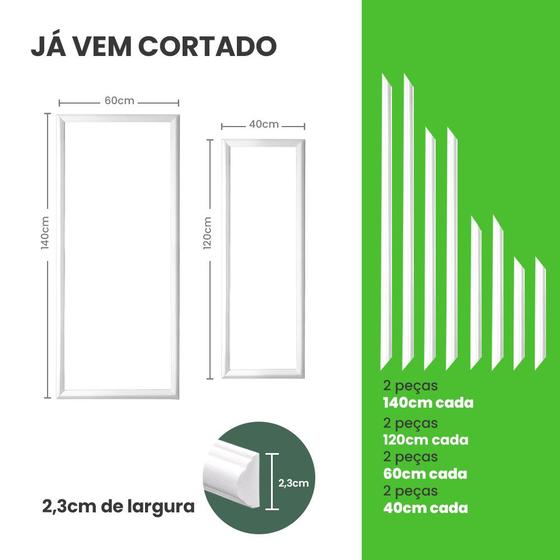 Rodameio Boiserie Adesivo Kit Cortado Porta 60cm X 140cm E 40cm X 120cm - RM61 - 2,3 Menor preço em Rodameio Boiserie Adesivo Kit Cortado Porta 60cm X 140cm E 40cm X 120cm - RM61 - 2,3