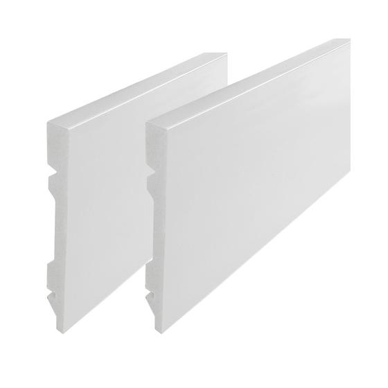 Imagem de Rodapé de Poliestireno Liso Branco 12cm barra com 2,40 metros