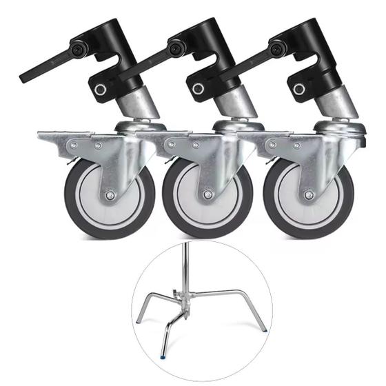 Imagem de Rodinhas Para Tripé Iluminação Inox C-stand Greika 25mm
