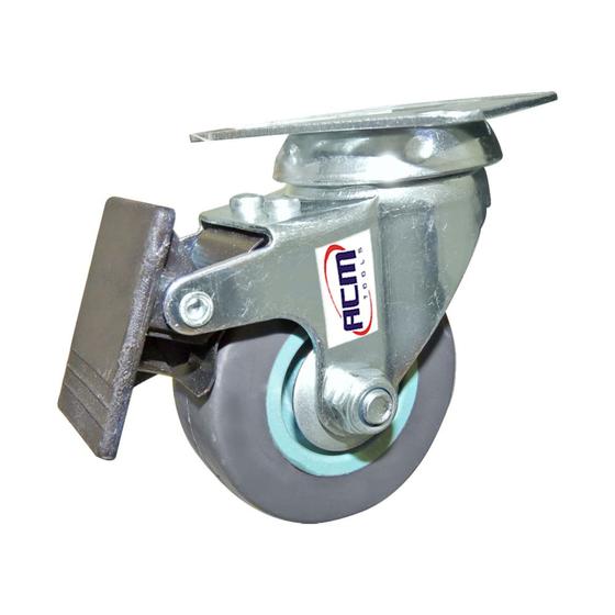 Imagem de Rodízio 2" para 50kg termoplástico com base giratória e freio traseiro GA10050FT Acm Tools