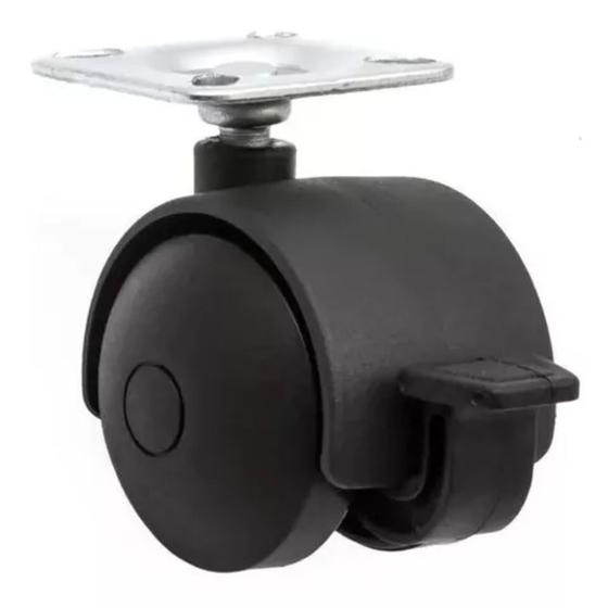 Imagem de Rodízio 42mm nylon chapa c/ freio p/ cadeiras e moveis