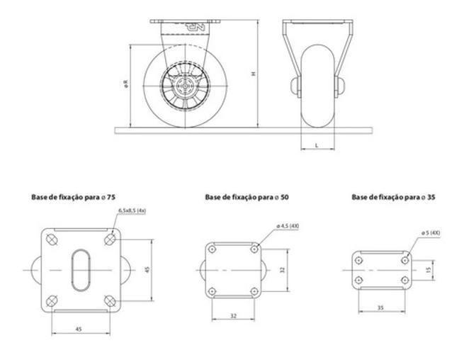 Imagem de Rodizio Fixo Gel Rodinha 50Mm Roda Silicone Moveis 16 Peças