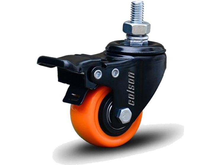 Imagem de Rodízio Linha Black Parafuso 3/8" 41mm 30kg Laranja Com Freio - Colson