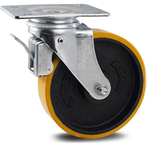 Imagem de Rodizio Para Carrinho Colson Ferro Base Giratoria Com Trava 100Mm