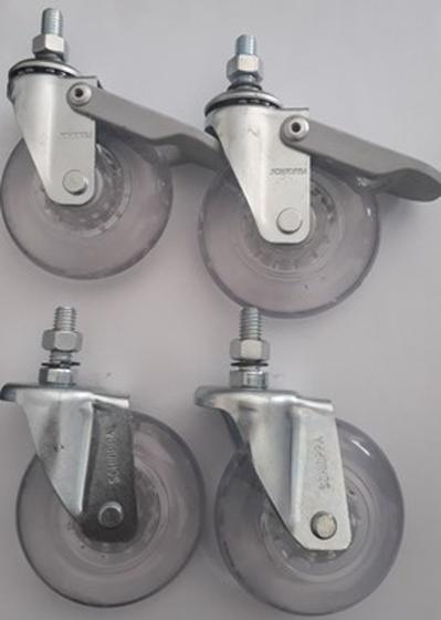 Imagem de Rodizio  para carrinhos e  móveis roda gel com freio e sem kit glae 310 fpi e flae até 150 kgs