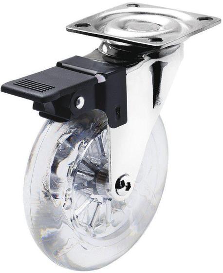 Imagem de Rodízio Soprano Transparente Pratice 100mm com freio