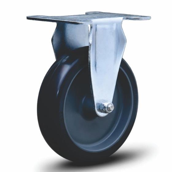 Imagem de Rodizio zincado colson base fixo 100mm borracha para carrinho mercado 65kg