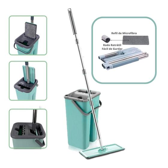 Rodo Flat Mop Balde Lava e Seca Profissional Limpa Casa Menor preço em Rodo Flat Mop Balde Lava e Seca Profissional Limpa Casa