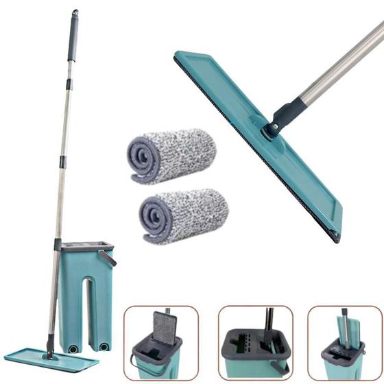 Imagem de Rodo Flat Mop E Balde Lava E Seca Profissional + 10 Refil