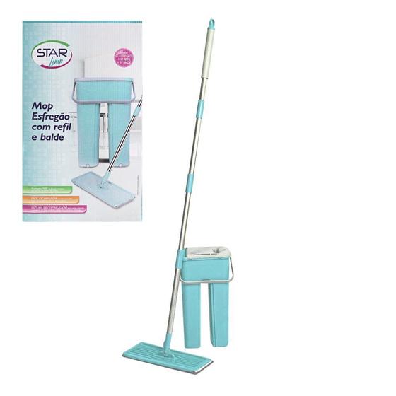 Imagem de Rodo Flat Mop E Balde Lava E Seca Profissional Com 1 Refil