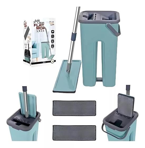 Imagem de Rodo Flat Mop E Balde Lava E Seca Profissional Com 1 Refil